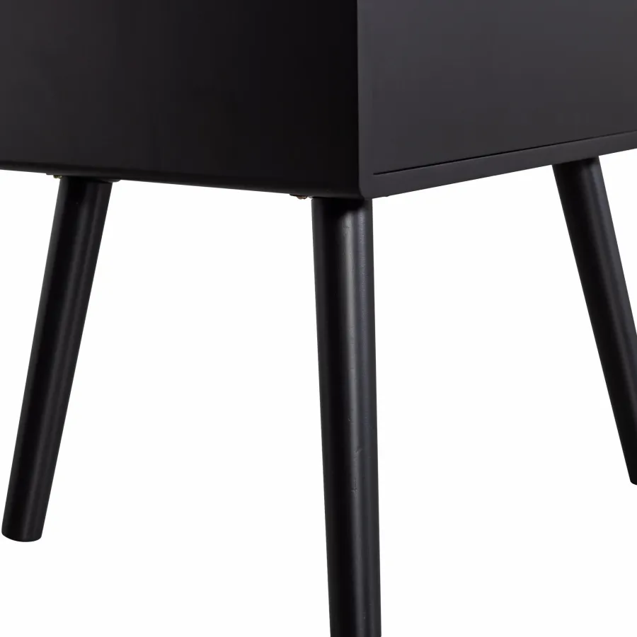 Woood Ozzy nachtkastje hoog hout zwart Discount