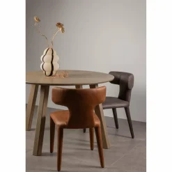 Woood Permit eetkamerstoel leerlook cognac Hot