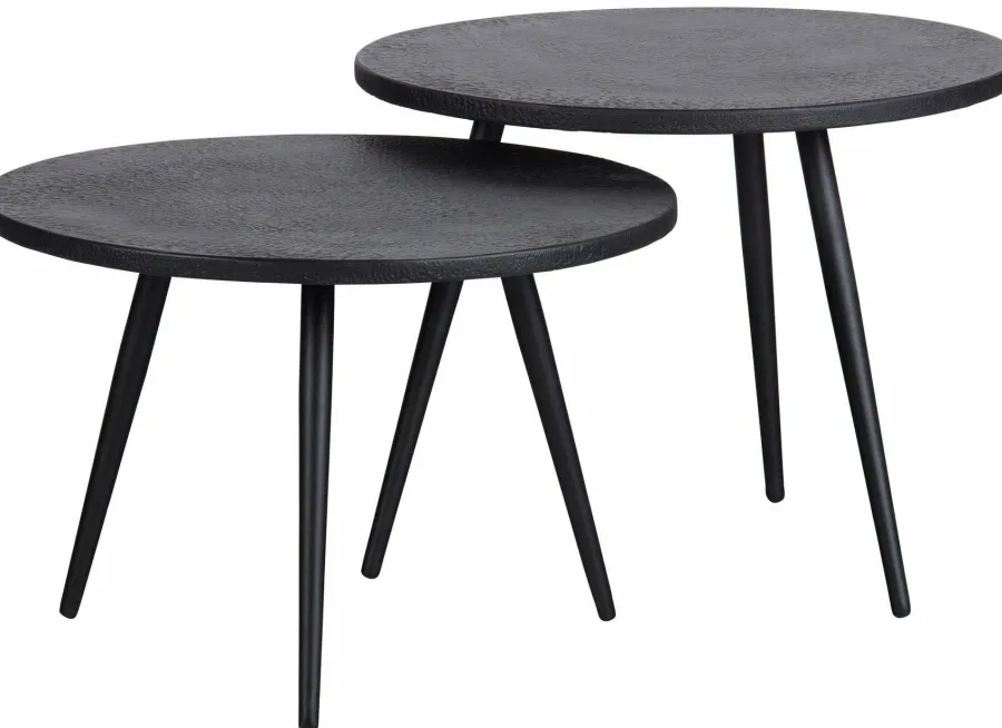 Woood Set van 2 - Suze Bijzettafels Hout/metaal Zwart Best
