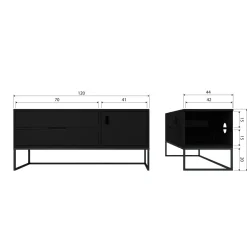 Woood Silas tv meubel 120cm essen blacknight [fsc] Outlet