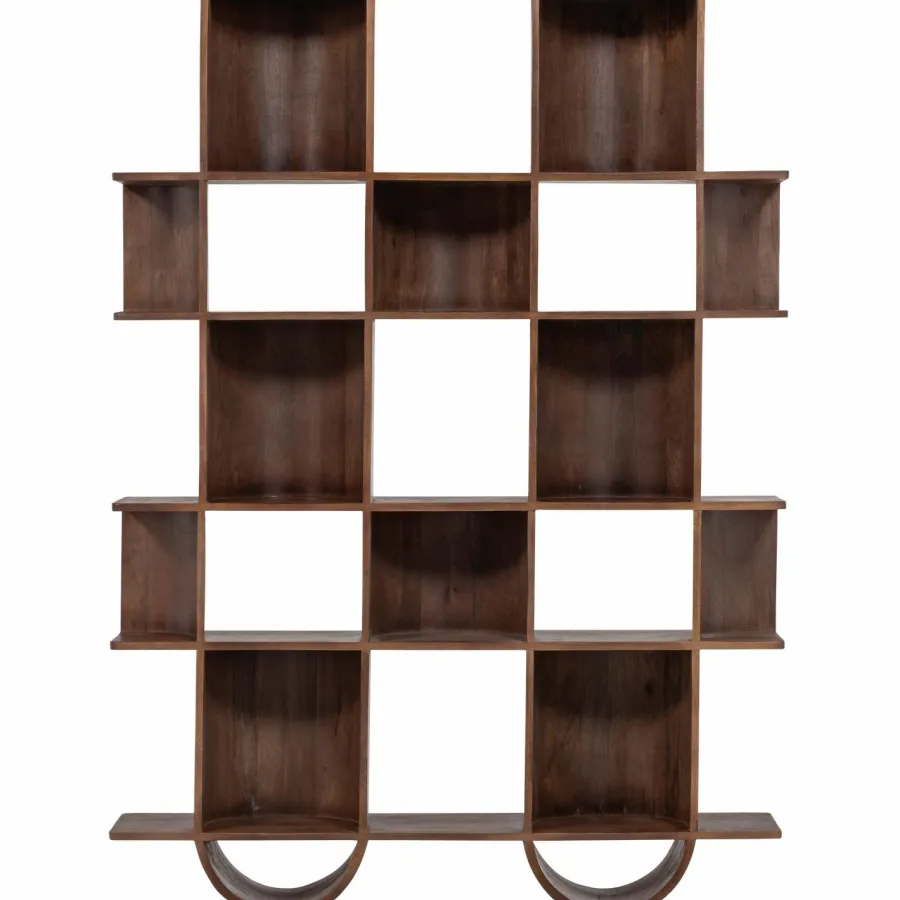 Woood Sinne boekenkast mango hout walnoot 180x130cm Outlet