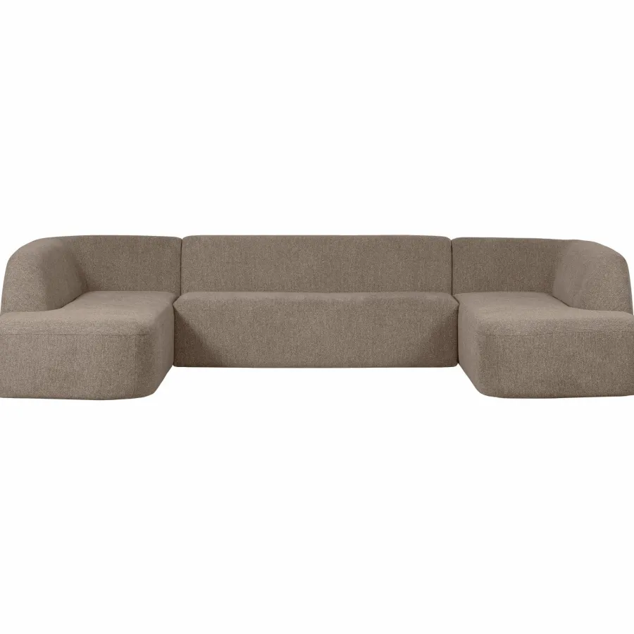 Woood Sloping u-vorm bank lichtbruin melange New