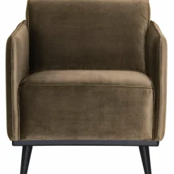 Woood Statement fauteuil met arm fluweel taupe Outlet
