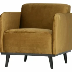 Woood Statement fauteuil met arm fluweel honing geel Discount