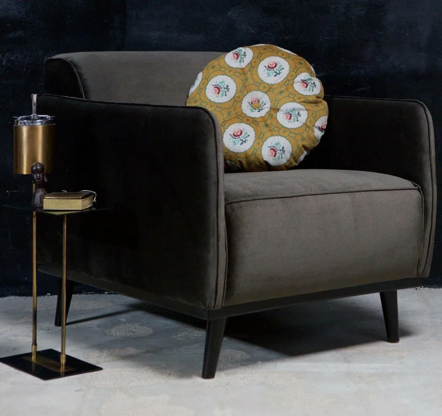 Woood Statement fauteuil met arm fluweel warm groen Discount