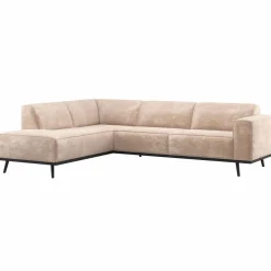 Woood Statement Hoekbank Links Chenille Velvet Naturel Discount