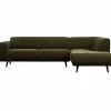 Woood Statement hoekbank rechts platte brede rib warm groen Sale