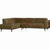 Woood Statement hoekbank links structure velvet brass