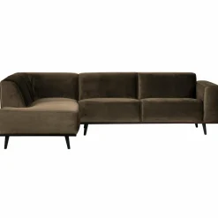 Woood Statement hoekbank links fluweel taupe Outlet