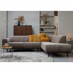 Woood Statement hoekbank rechts platte brede rib taupe New