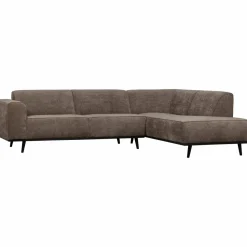 Woood Statement hoekbank rechts platte brede rib taupe New