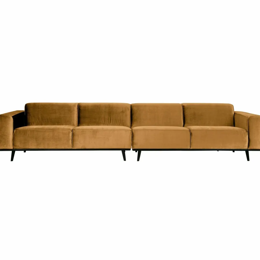 Woood Statement xl 4-zits bank 372 cm fluweel honing geel Clearance