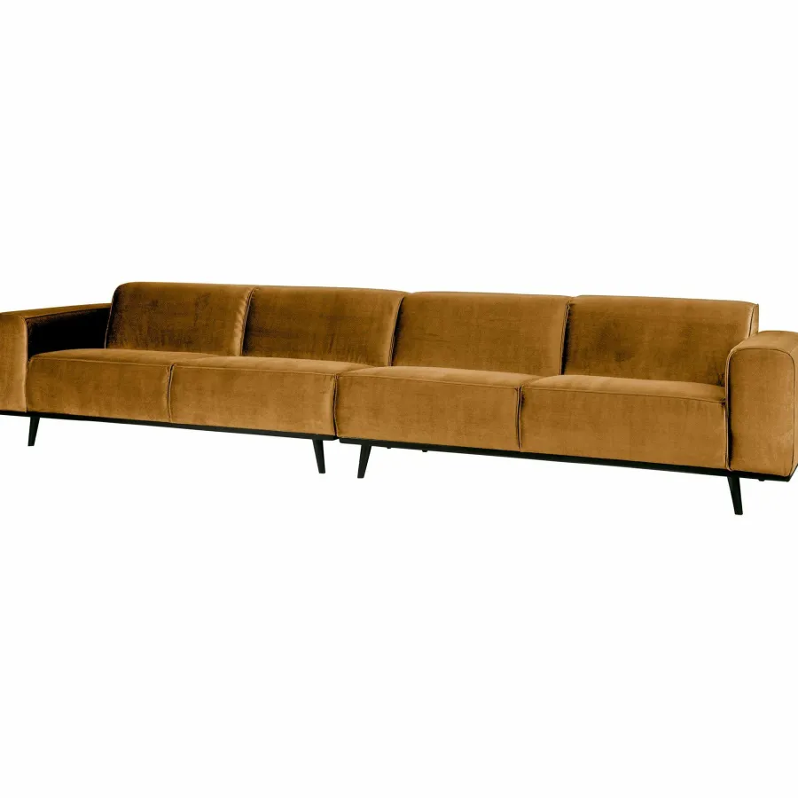Woood Statement xl 4-zits bank 372 cm fluweel honing geel Clearance