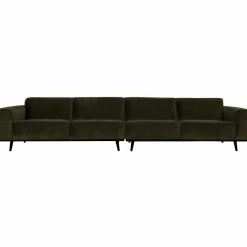 Woood Statement xl 4-zits bank 372 cm platte brede rib warm groen Outlet