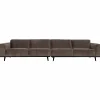 Woood Statement xl 4-zits bank 372 cm platte brede rib taupe