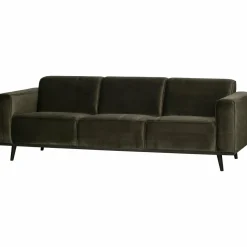 Woood Statement 3-zits bank 230 cm fluweel warm groen Discount