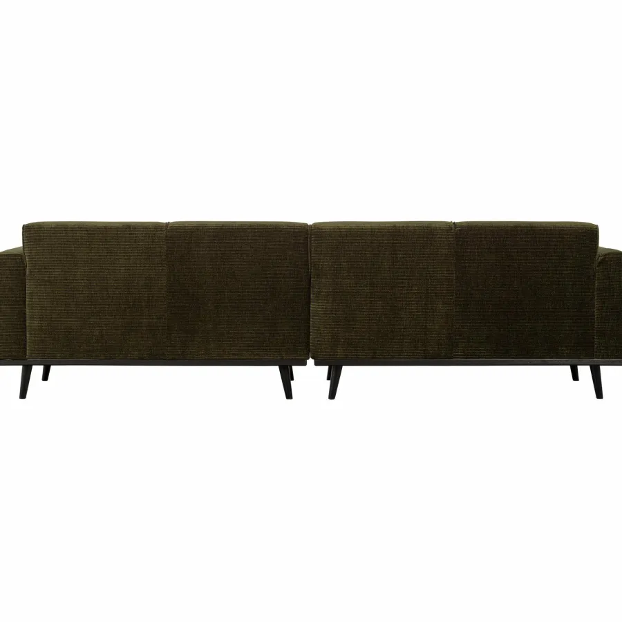 Woood Statement 4-zits bank 280 cm platte brede rib warm groen New