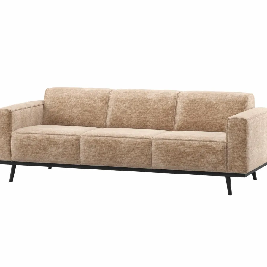 Woood Statement 3-Zits Bank 230 Cm Chenille Velvet Perzikroze New