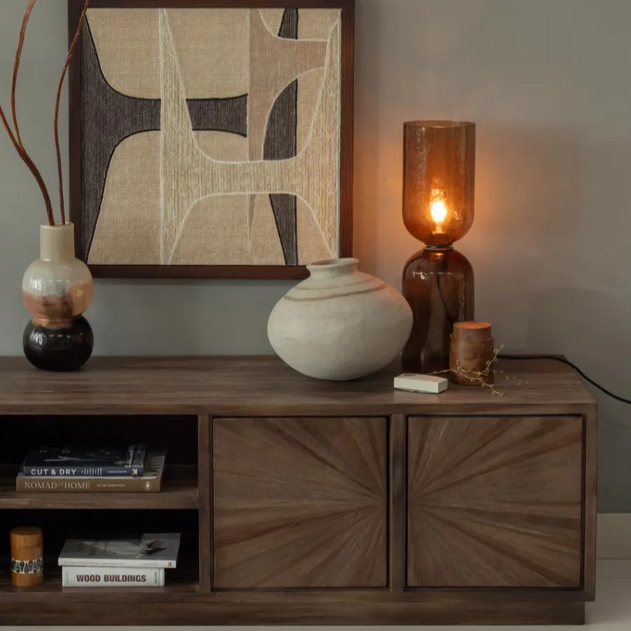 Woood Sun tv meubel met open vak recycled teak bruin New