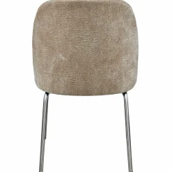 Woood Vogue eetkamerstoel 3d chenille zand chrome poot Outlet