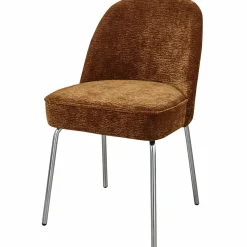 Woood Vogue eetkamerstoel 3d chenille middenbruin chrome poot New