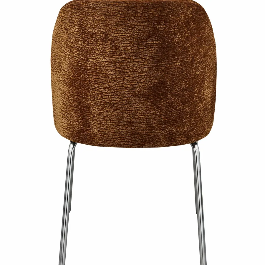 Woood Vogue eetkamerstoel 3d chenille middenbruin chrome poot New