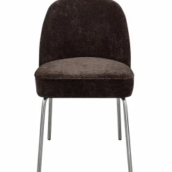 Woood Vogue eetkamerstoel 3d chenille donkerbruin chrome poot Hot