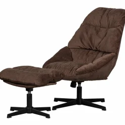 Woood Yaro draaibare fauteuil met hocker espresso Sale